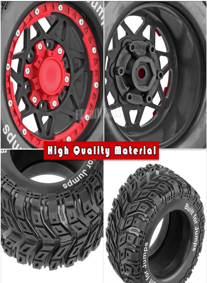 إطارات شاحنات التحكم عن بعد من BRCatWPark، مقاسات 12 مم/14 مم/17 مم، عجلات وإطارات سداسية لسيارات التحكم عن بعد من طرازات Big Rock Granite Vortek/Stampede Rustler Hoss/L0s1 بمقياس 1/10، عجلات سيارات شاحنات التحكم عن بعد الوحشية، 4 قطع، أسود وأحمر - Image 5